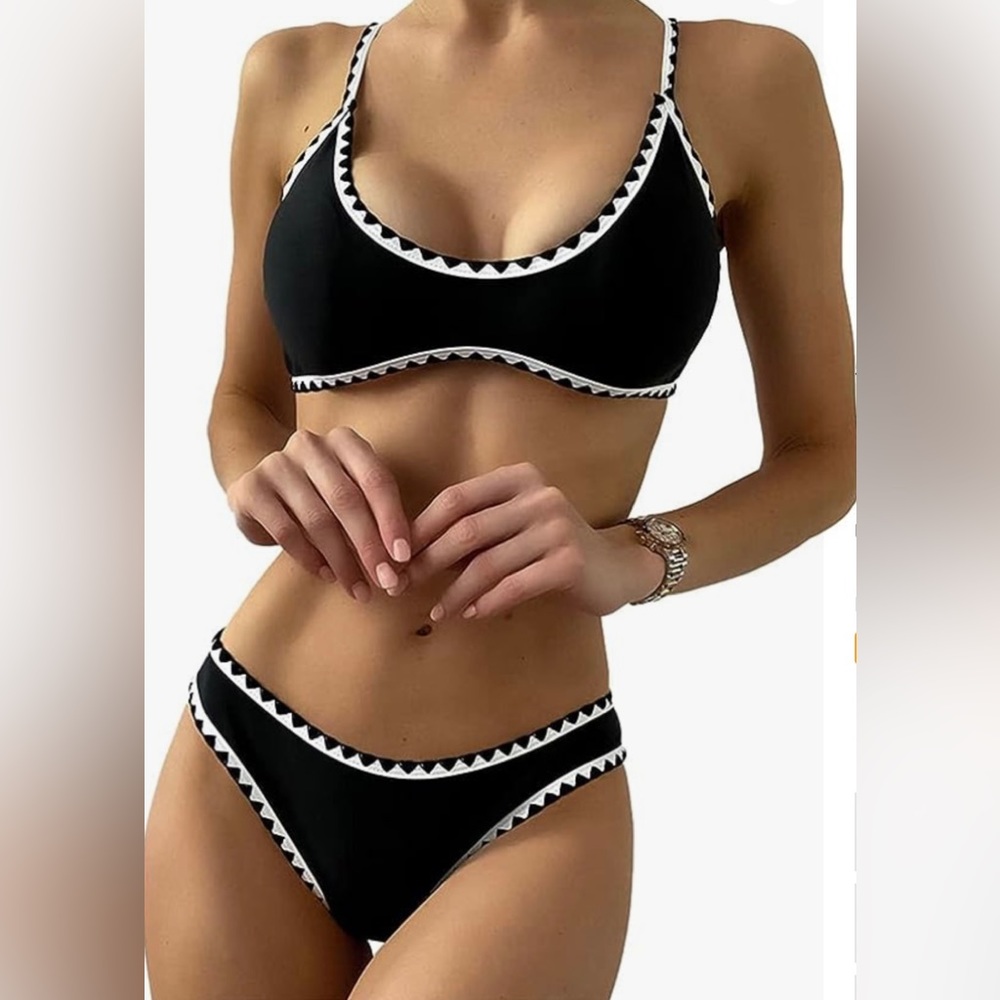 NWT ZAFUL Women's Tie Back Padded High Cut Bralette Bikini